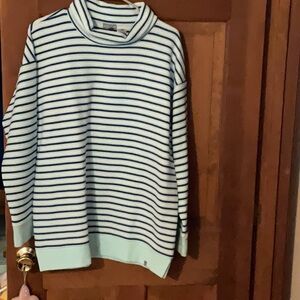 New Talbots blue/ green striped tunic top size M